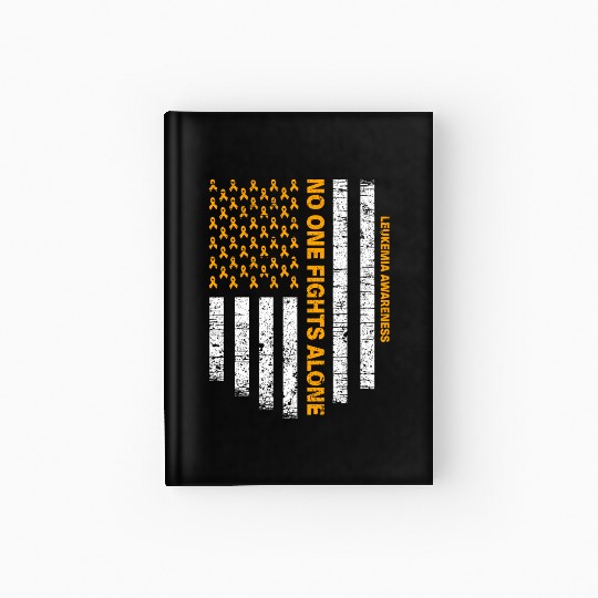 No One Fights Alone Usa Flag Leukemia Awareness Hardcover Journal