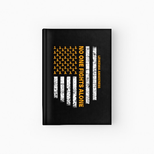 No One Fights Alone Usa Flag Leukemia Awareness Hardcover Journal