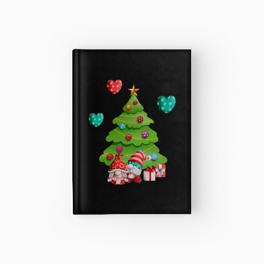 christmas is love, gnomes, christmas tree, love Hardcover Journal