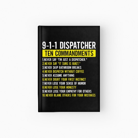 911 Dispatcher Ten Commandments Gold Line Operator Hardcover Journal