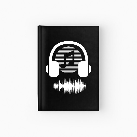 musica headphones novelty fun style 80s song Hardcover Journal