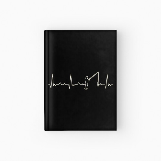 Fisher Fishing Fish. Heart. Love. EKG. Pulse. Hardcover Journal