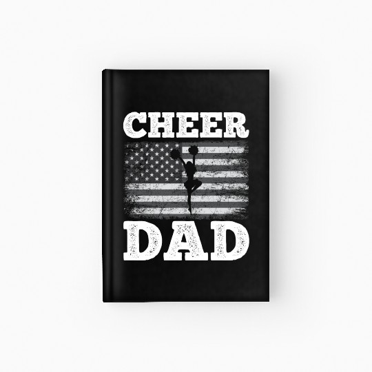 Cheer Dad American Flag Vintage Funny Cheerleader Hardcover Journal