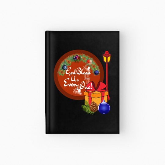 Cute A Christmas Carol God Bless Us Everyone Lamp Hardcover Journal