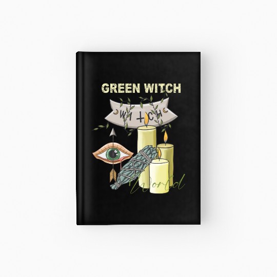 Retro Green Witch World Halloween Hardcover Journal