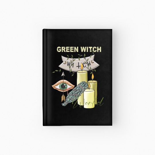 Retro Green Witch World Halloween Hardcover Journal