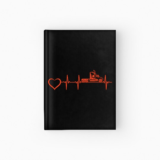 Trucking Trucker Heartbeat Heart Truck Driver Hear Hardcover Journal