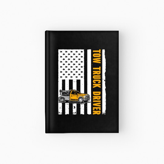 US Flag Tow Truck Driver Hardcover Journal