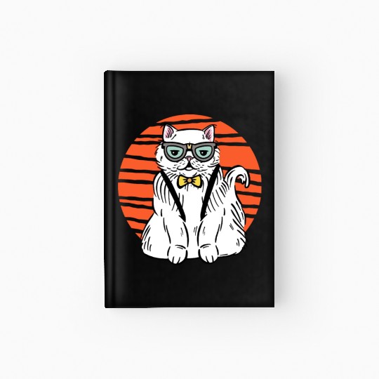 Stylish Nerd Persian Cat Beanie Glasses Tattoo Hardcover Journal