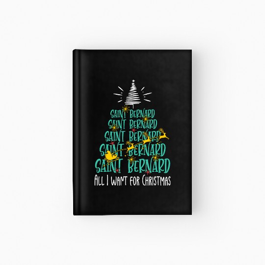 Saint Bernard Christmas Dog breed Christmas Tree Hardcover Journal