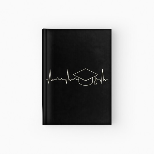 Graduation Cap. Heart. Love. EKG. Pulse. Beat. Hardcover Journal