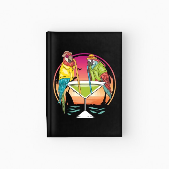 Parrots Drinking Margarita Hawaiian Birds Gift Hardcover Journal