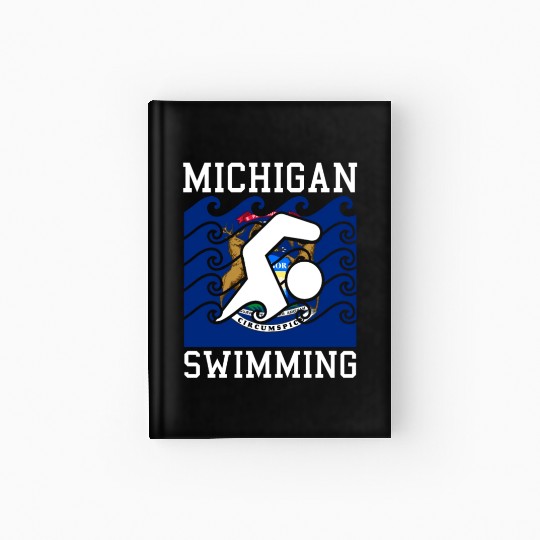 Michigan Flag Swimming Team Swim Swimmer US State Hardcover Journal