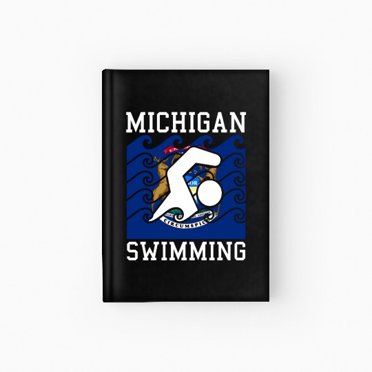 Michigan Flag Swimming Team Swim Swimmer US State Hardcover Journal