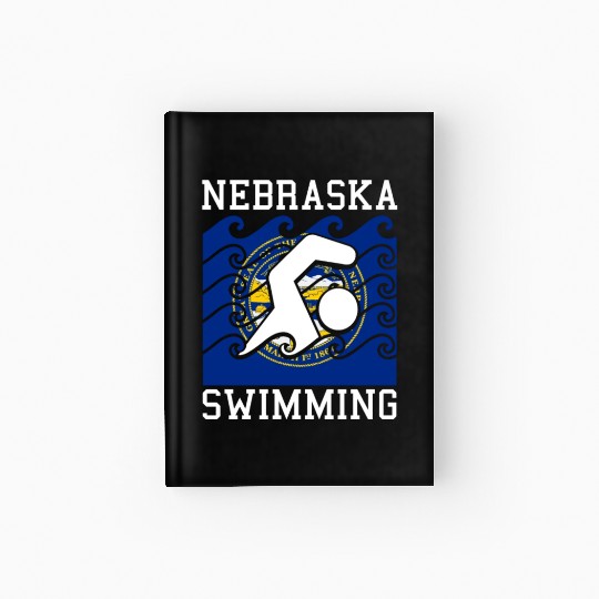 Nebraska Flag Swimming Team Swim Swimmer US State Hardcover Journal
