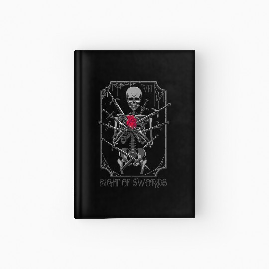 8 of Swords Tarot Card Skeleton Witchy Pagan Hardcover Journal