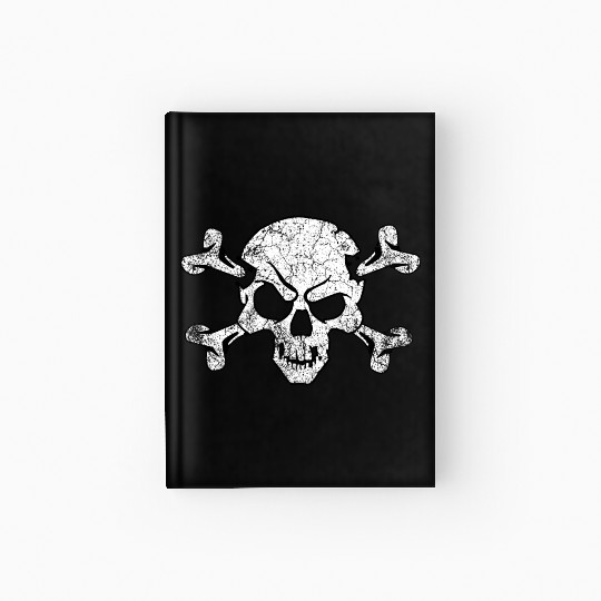Grunge Pirate Skull And Crossbones Hardcover Journal
