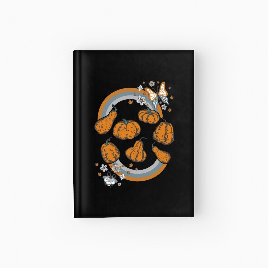 Halloween Theme Cute Pumpkins Rainbow Coffee Hardcover Journal