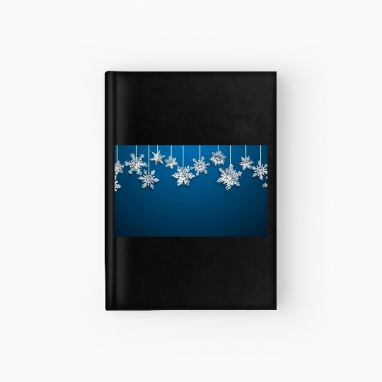 Elegant Hanging Snowflakes Navy Blue Hardcover Journal