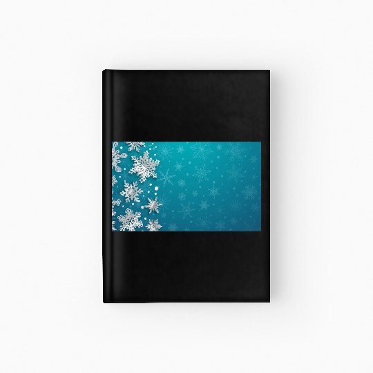 Elegant Christmas Snowflakes Pattern Teal Hardcover Journal