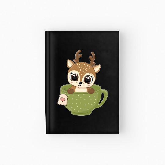 Girls Baby reindeer in cup Christmas kid gifts Hardcover Journal