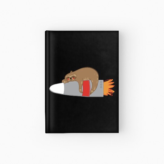 A Sloth sleeping on a rocket Hardcover Journal