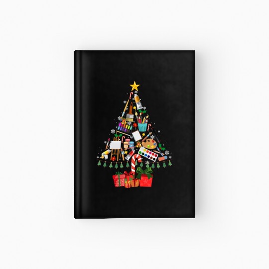 Art Xmas Tree Decor Art Teacher Ugly Artist Xmas Hardcover Journal