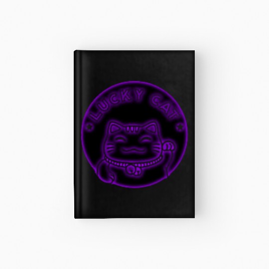 Purple neon lucky cat Hardcover Journal