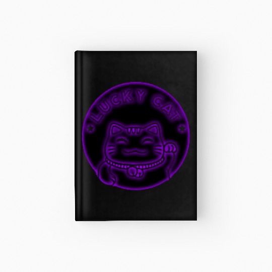 Purple neon lucky cat Hardcover Journal