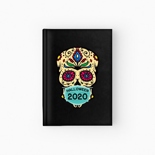 Sugar Skull Wearing Face Mask | Day of the Dead Hardcover Journal