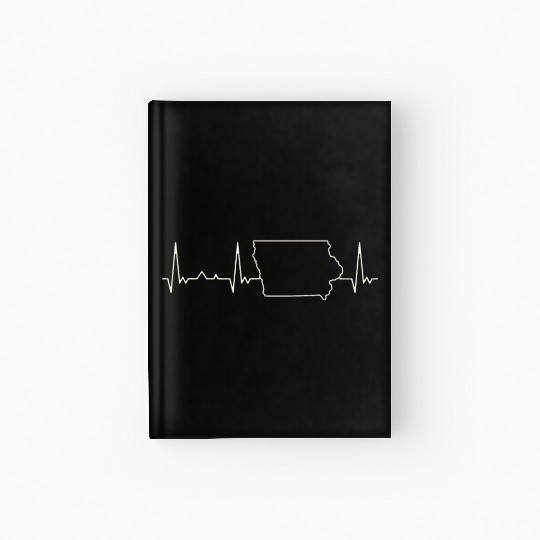 Iowa State USA. Heart. Love. EKG. Pulse. Beat. Hardcover Journal