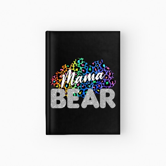 Mama Bear Leopard Silver Glitter Hardcover Journal