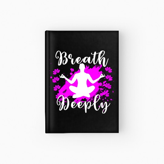 Yoga Hardcover Journal Breath Deeply Pink Lotus Gift Hardcover Journal