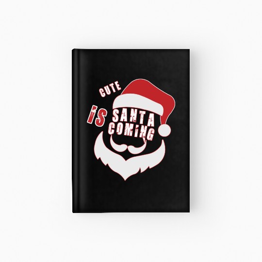 Christmas Cute Santa Is Coming Santa Candy Cane Hardcover Journal