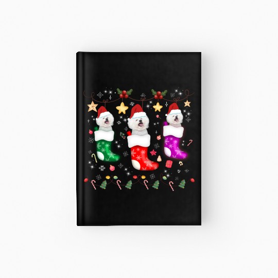 Bichon Frise Christmas Lights Gift Funny Xmas Hardcover Journal