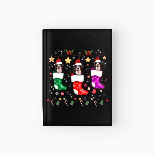 Bernese Mountain Dog Christmas Lights Gift Xmas Hardcover Journal