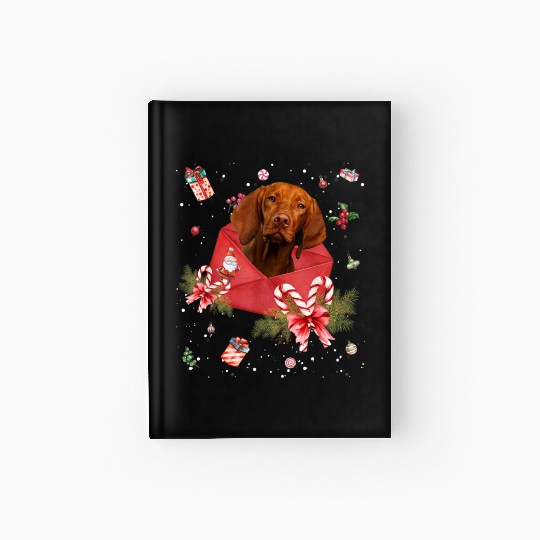 Vizsla Dog In Christmas Card Ornament Pajama Xmas Hardcover Journal