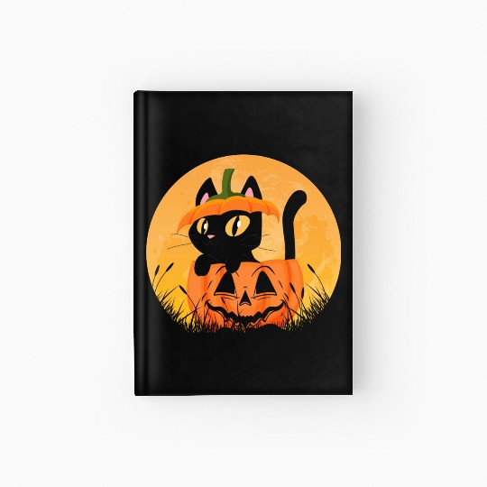 Cute Halloween Pumpkin Cat Lover Hardcover Journal