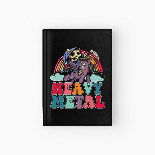 Heavy Grim Unicorn Rainbow Metal Music Lover Rock Hardcover Journal