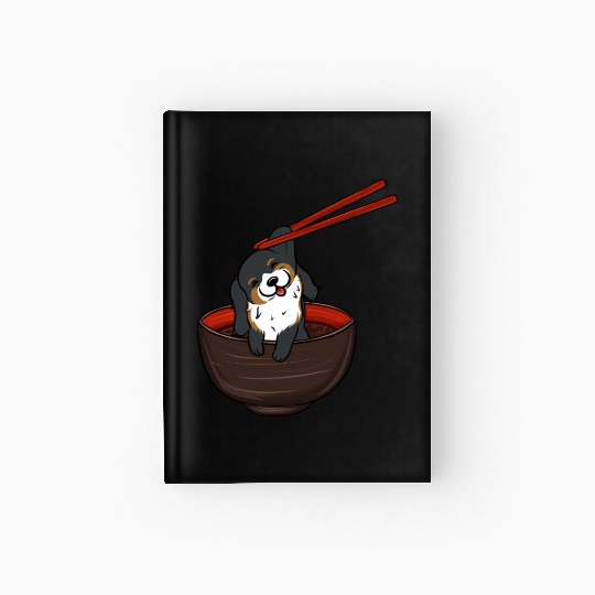 Bernese Mountain Dog Dipping Noodles Hardcover Journal