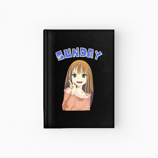 Cute Anime Girl Peace Sunday Days of the Week Hardcover Journal