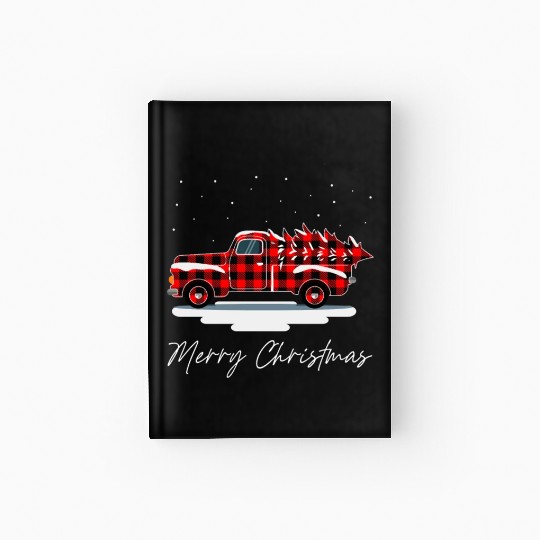 Truck Merry Christmas Buffalo Plaid Merry Xmas Hardcover Journal