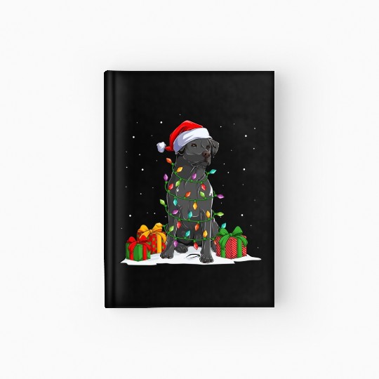 Black Lab Labrador Christmas Lights Pajama Dog Hardcover Journal