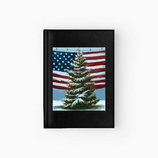Patriotic Christmas Decorated Christmas Tree With Hardcover Journal