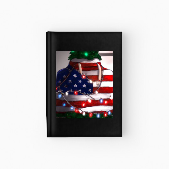 Patriotic Christmas Christmas Tree US Flag Hardcover Journal