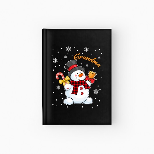 Grandma Snowman Candy Cane Christmas Red Plaid Hardcover Journal