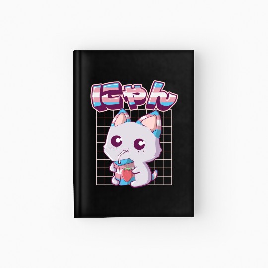 Transgender Pride Kawaii Cat Strawberry Milk Trans Hardcover Journal