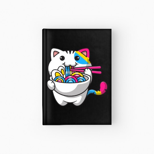 Pansexual Pride Kawaii Cat Ramen Noodles Pansexual Hardcover Journal