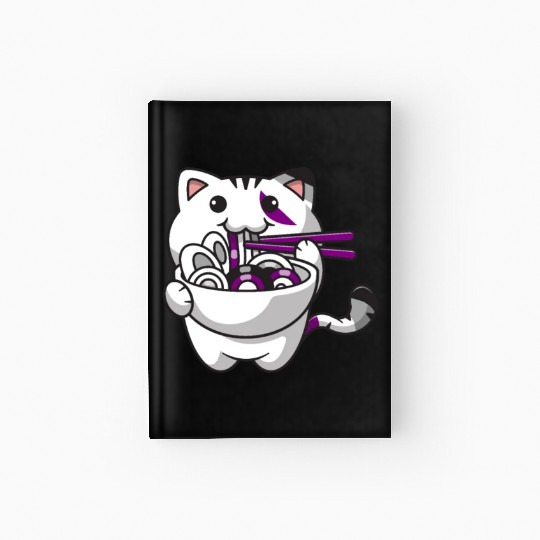 Asexual Pride Kawaii Cat Ramen Noodles Asexual Fla Hardcover Journal