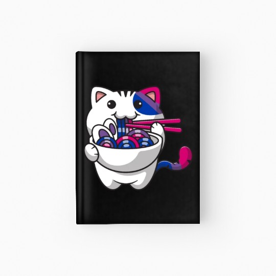 Bisexual Pride Bi Kawaii Cat Ramen Noodles Bisexua Hardcover Journal